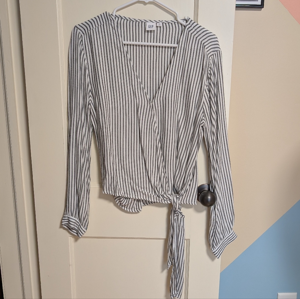Striped Black and White Wrap Top Calvin Klein